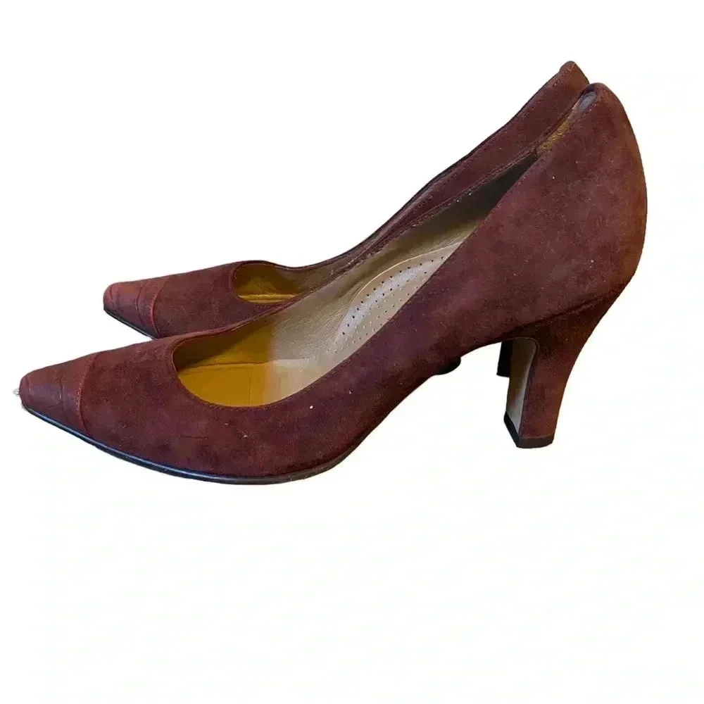 Anyi Lu Suede Snakeskin Point Toe Heels